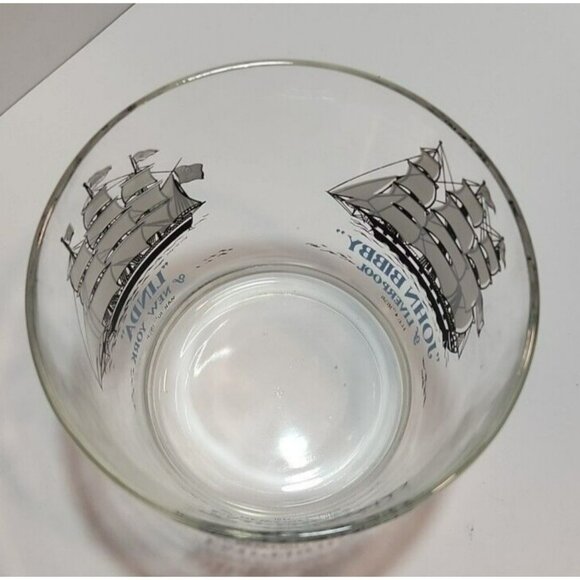 Vtg Hazel Atlas Schooners Blue Glass Ice Bucket & 4 Glasses Long John Silvers - Picture 6 of 16